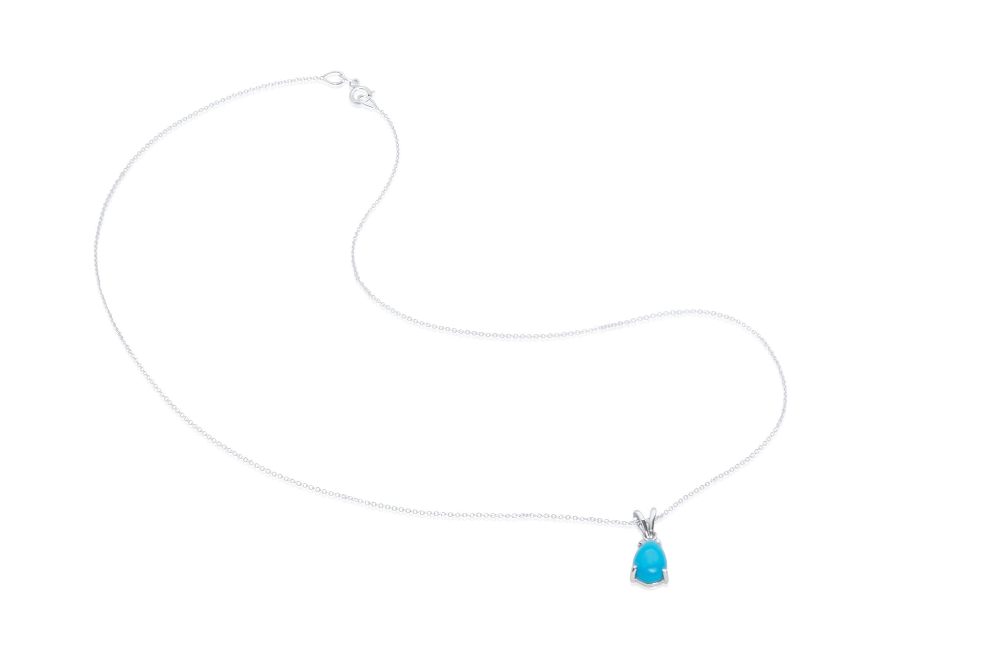 14k White Gold Turquoise Teardrop Necklace