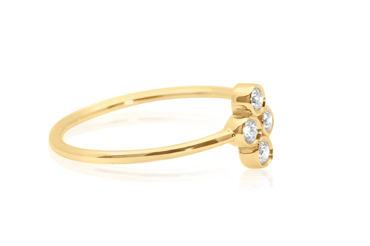 Bezel Set Diamond Ring, 14k Gold Dainty Stacking Ring