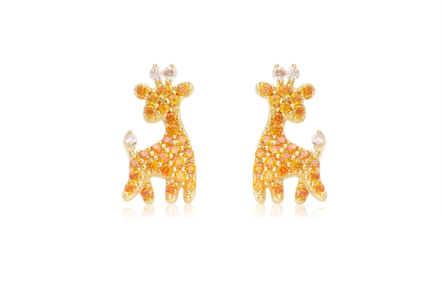 Cute Animal Giraffe Stud Earrings in Sterling Silver