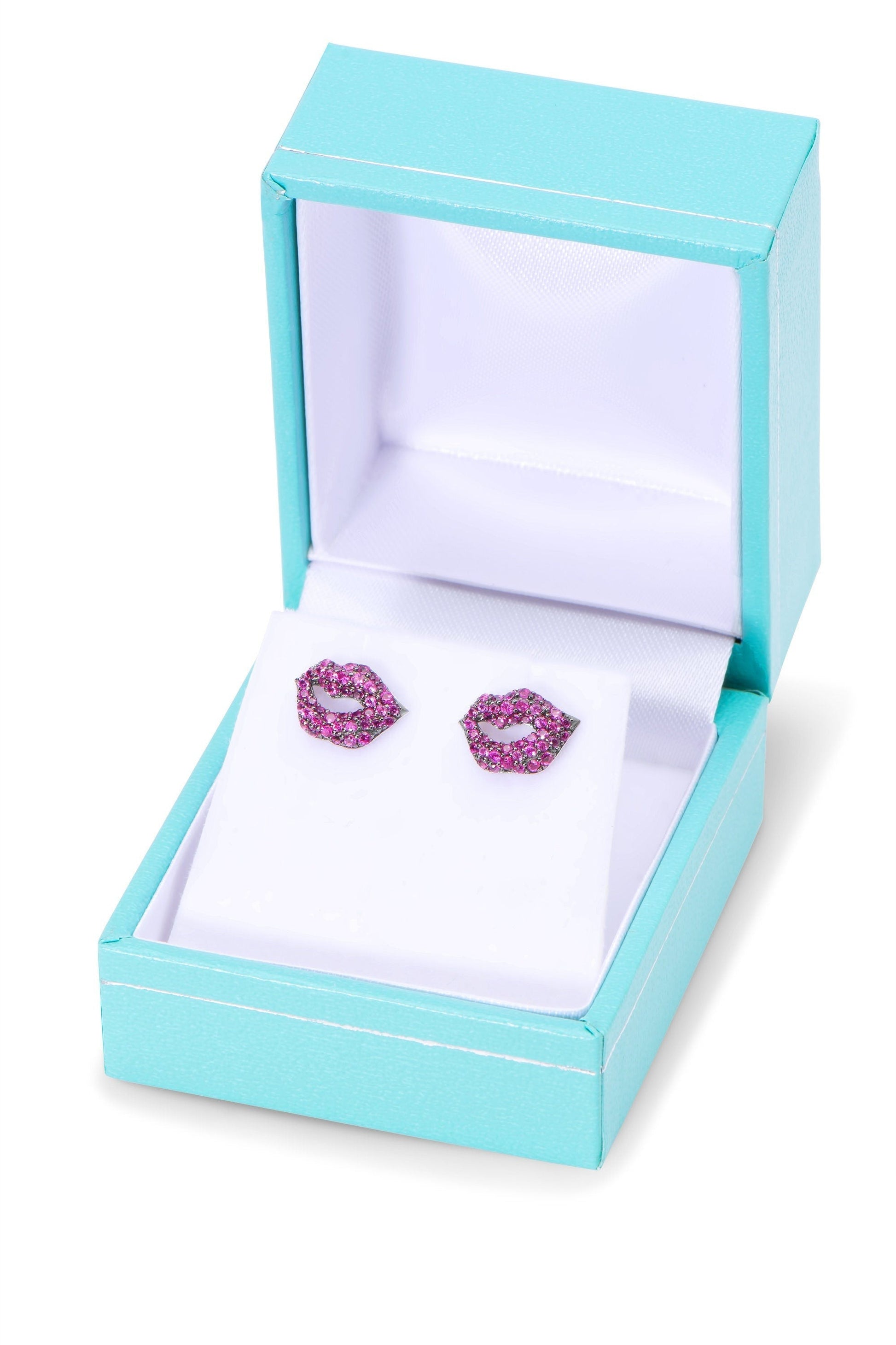 Dainty Sterling Silver Purple Kiss Pink LIPS Earrings