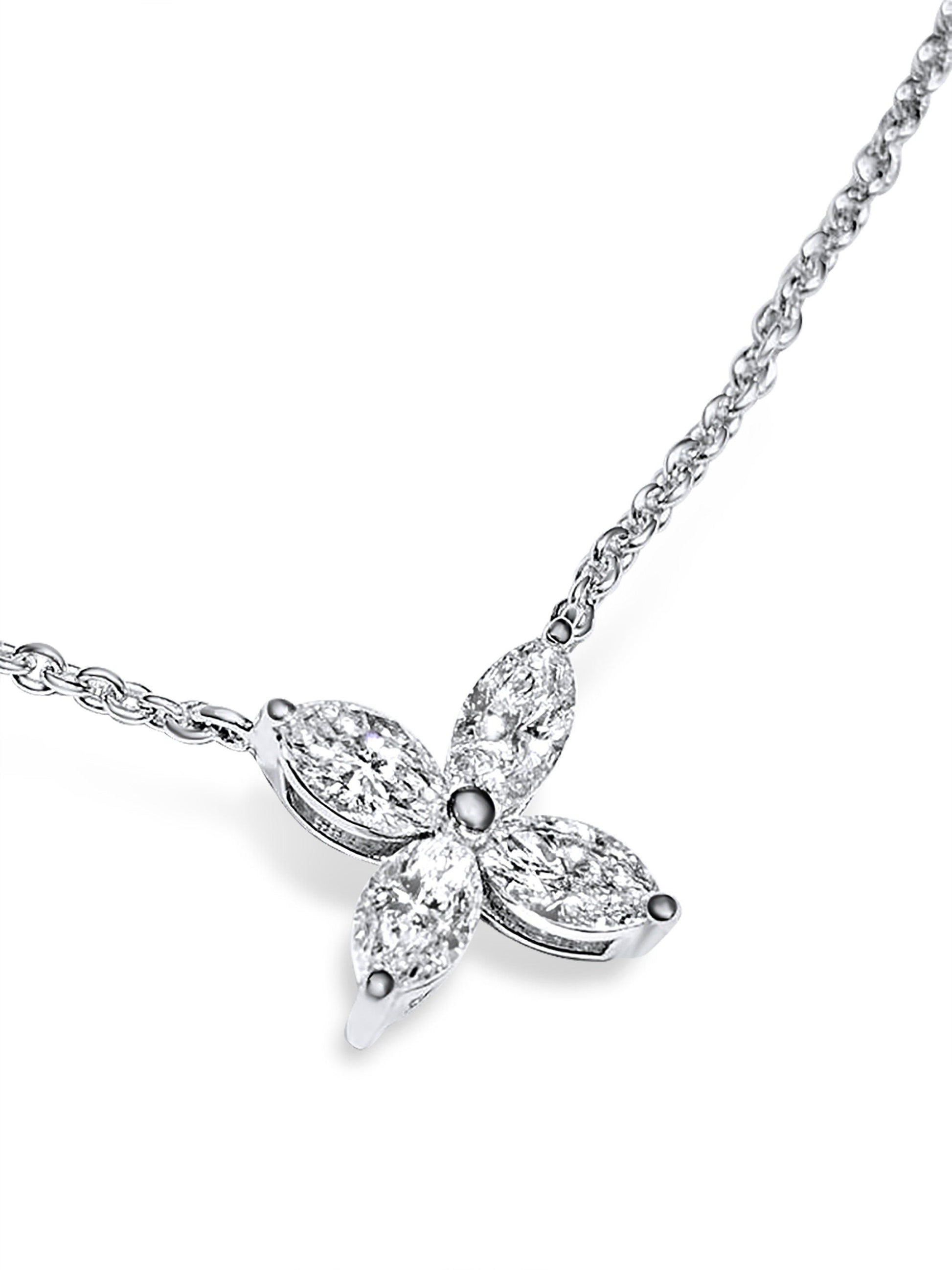 Marquise Diamond Pendant, 0.81ct 14k designer style Necklace Jewelry Flower Bloom Victoria
