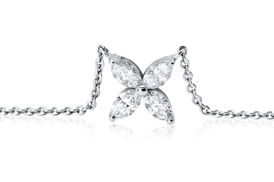 Marquise Diamond Pendant, 0.81ct 14k designer style Necklace Jewelry Flower Bloom Victoria