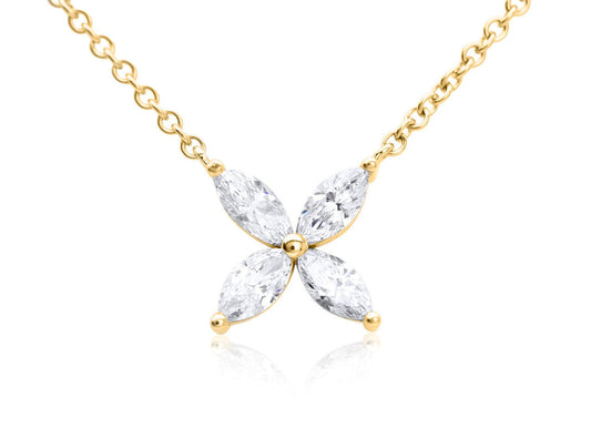 Marquise Diamond Pendant, 0.81ct 14k designer style Necklace Jewelry Flower Bloom Victoria