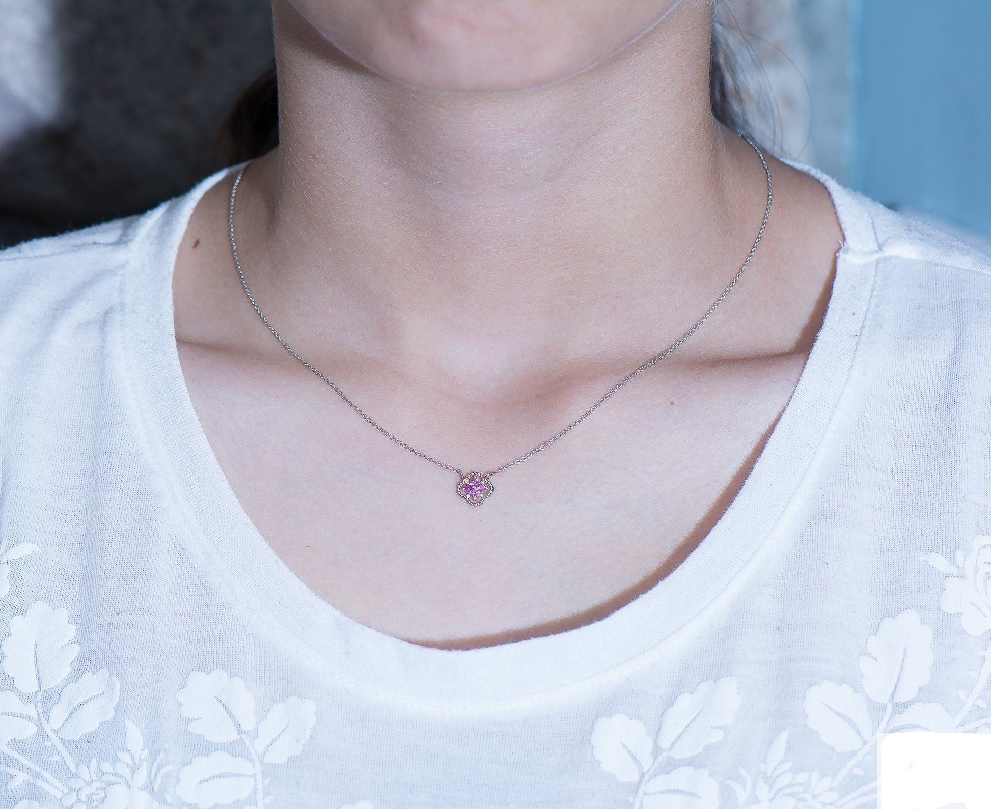 Pink Sapphire Pendant Necklace
