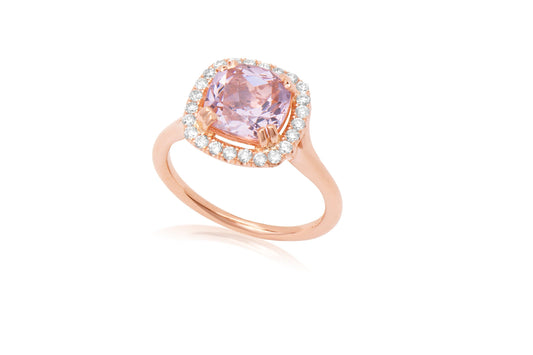 Split Shank 14k Rose Gold Diamond and Morganite Engagement Ring