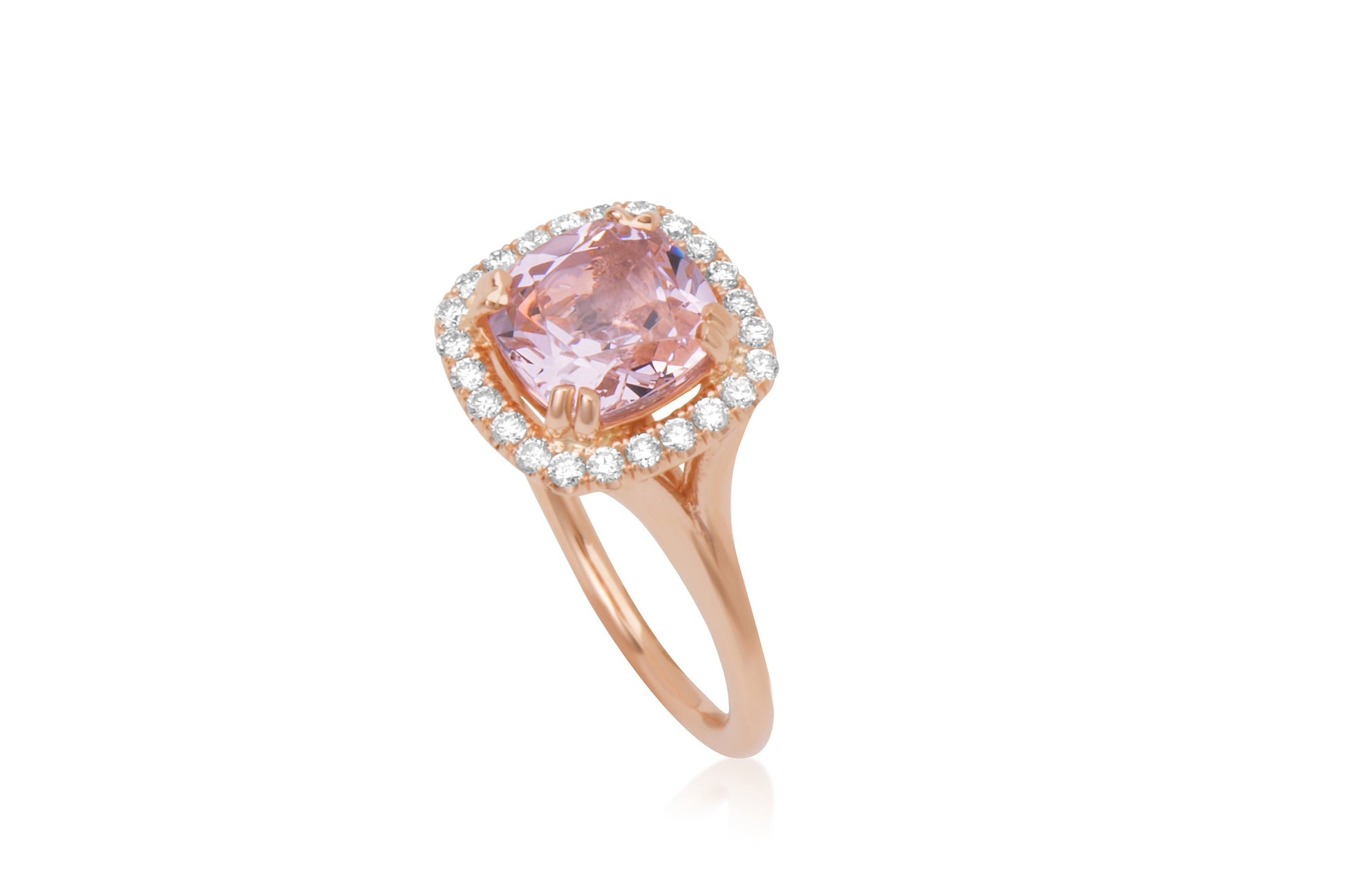 Split Shank 14k Rose Gold Diamond and Morganite Engagement Ring