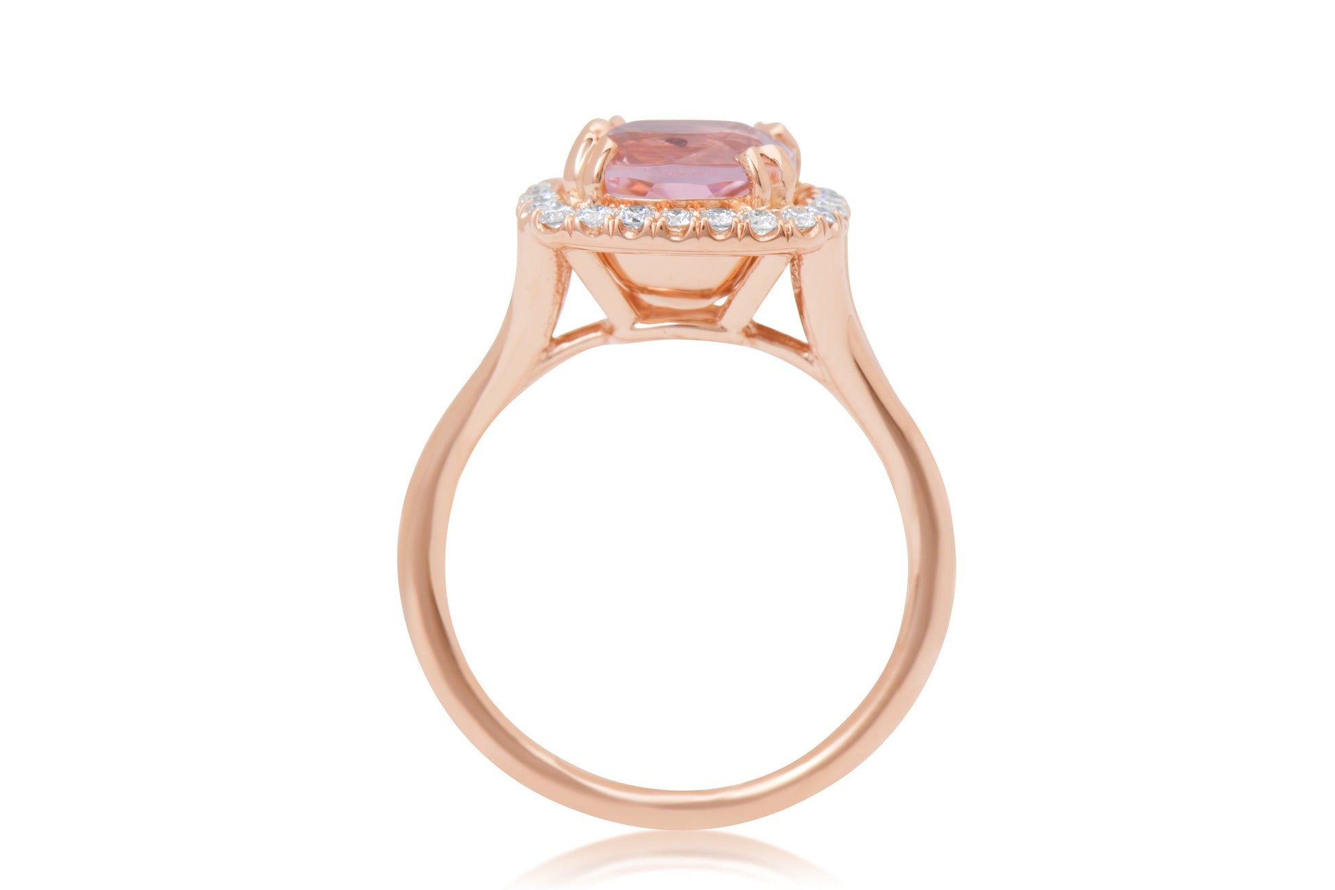 Split Shank 14k Rose Gold Diamond and Morganite Engagement Ring