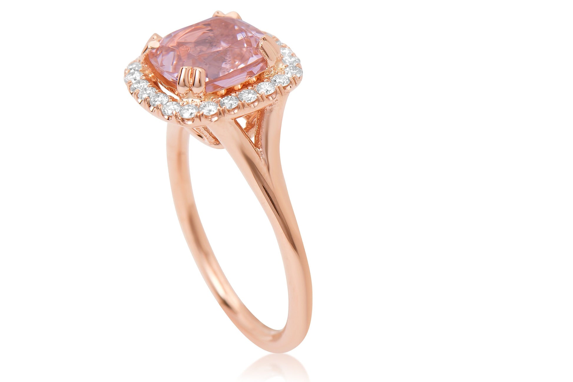 Split Shank 14k Rose Gold Diamond and Morganite Engagement Ring