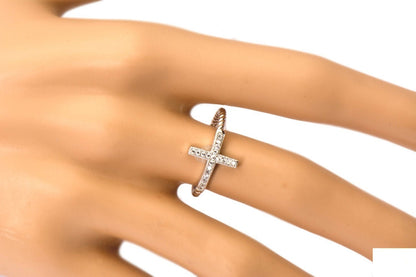Sterling Silver Braided Cross Ring