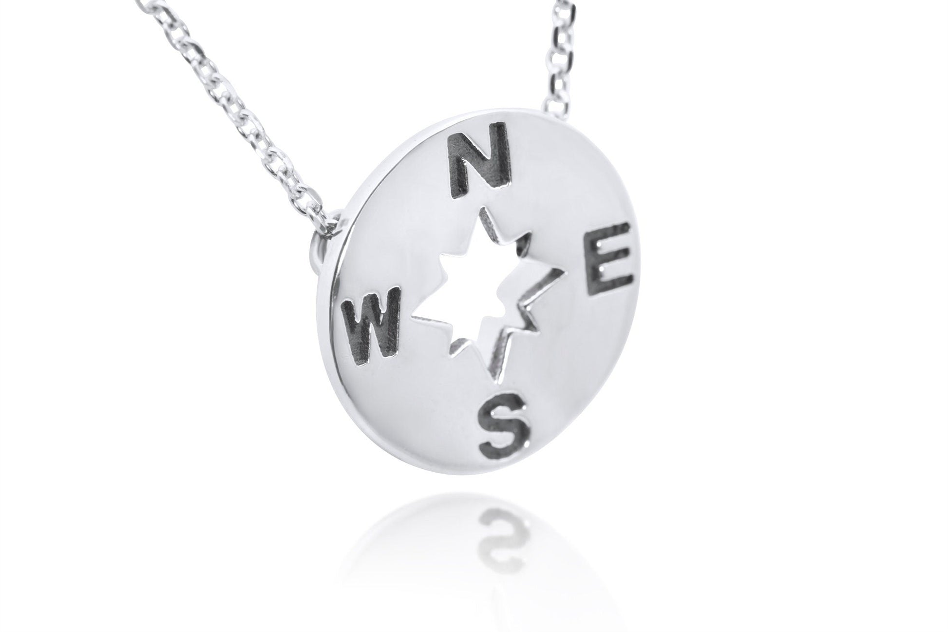 Sterling Silver Compass Circle Necklace