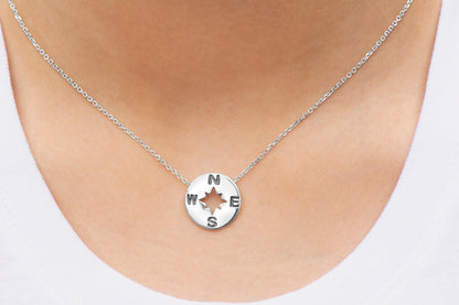 Sterling Silver Compass Circle Necklace