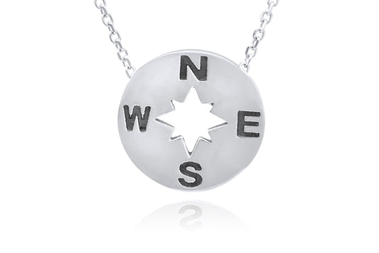 Sterling Silver Compass Circle Necklace