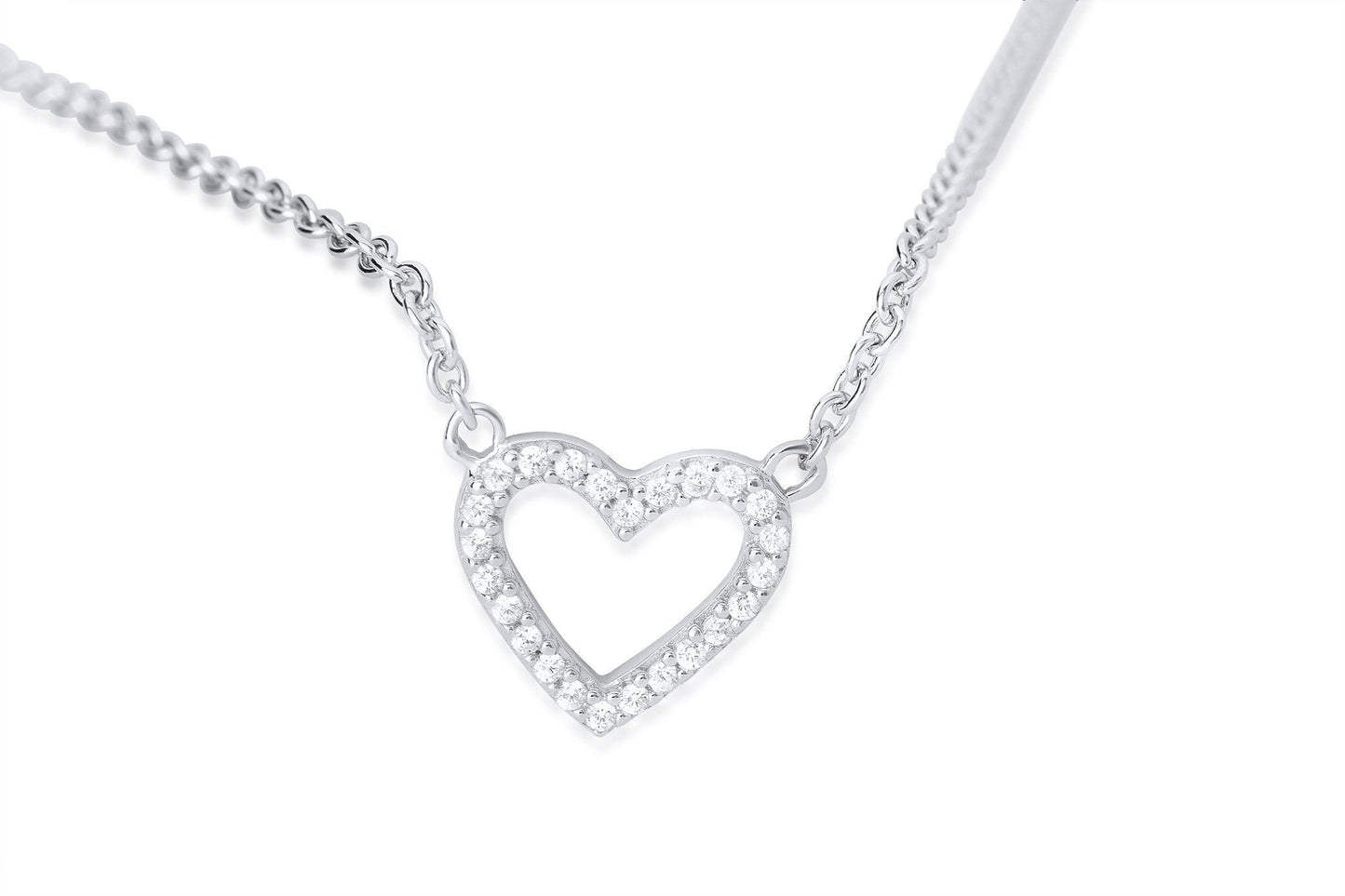Sterling Silver Dainty Layering Open Heart Necklace