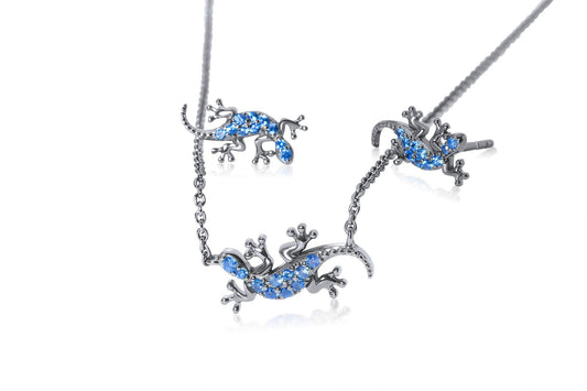 Sterling Silver Gecko Lizard Necklace
