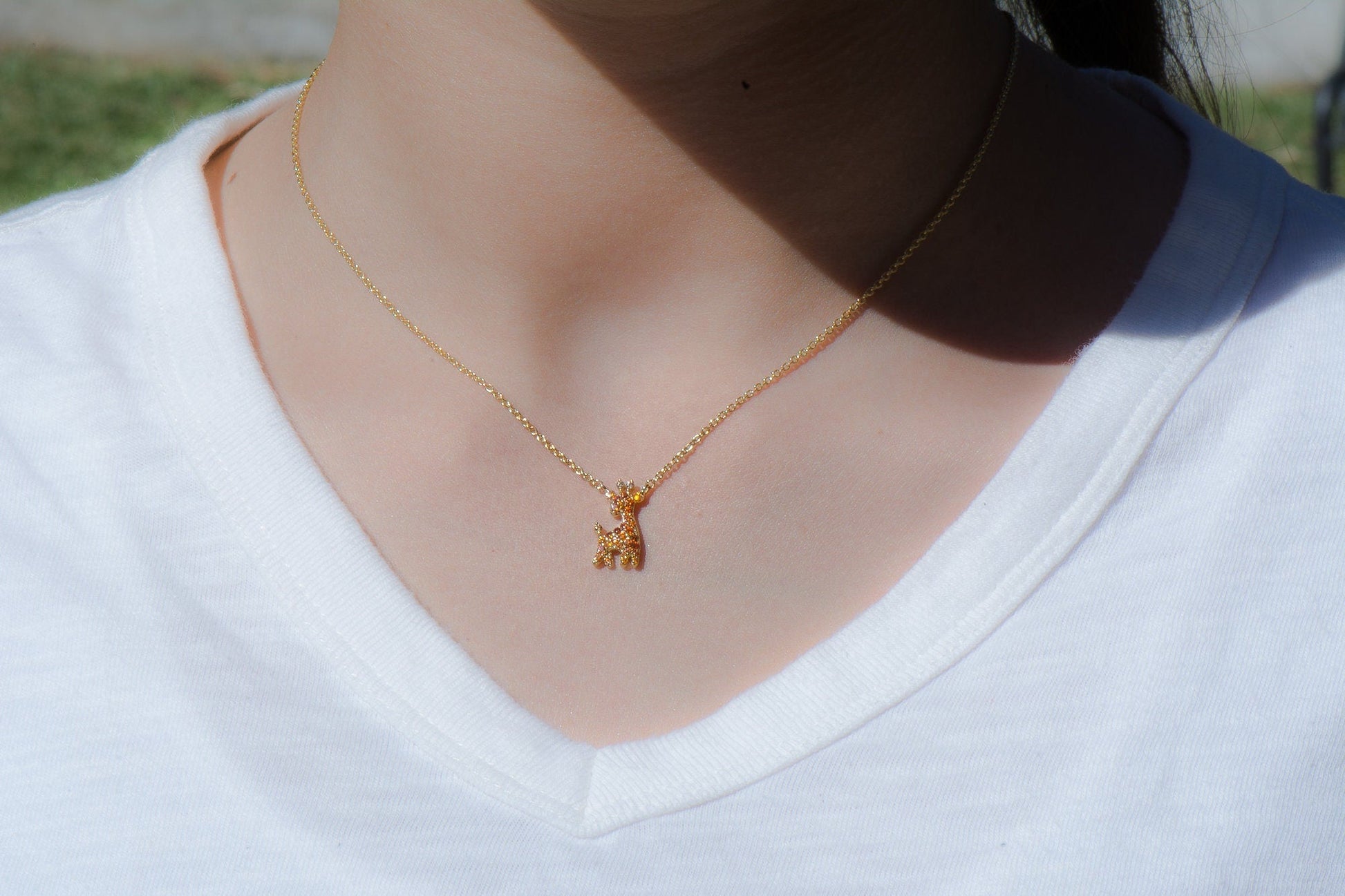 Sterling Silver Giraffe Charm Necklace