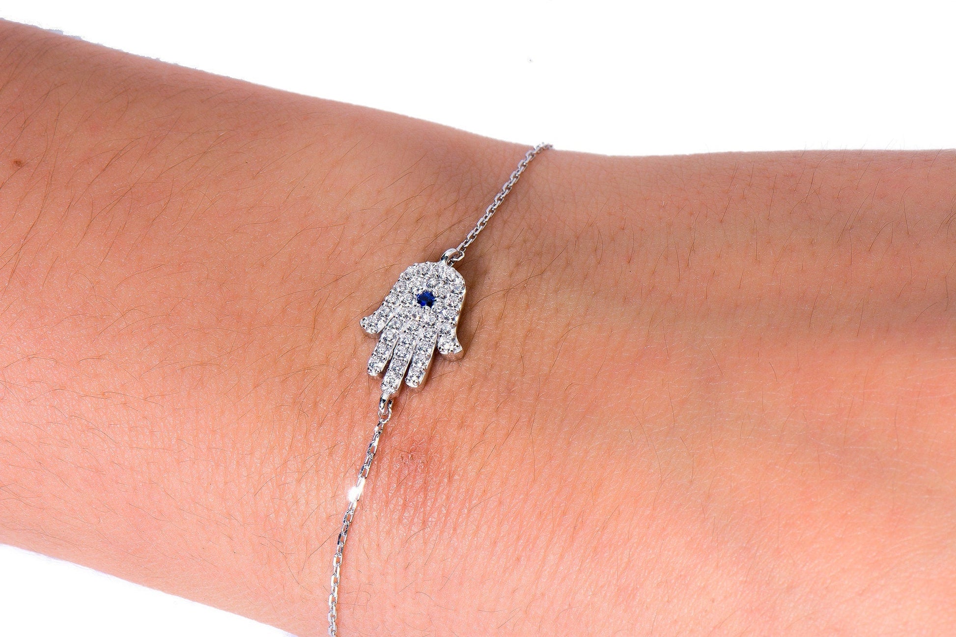 Sterling Silver Hamsa Charm Bracelet