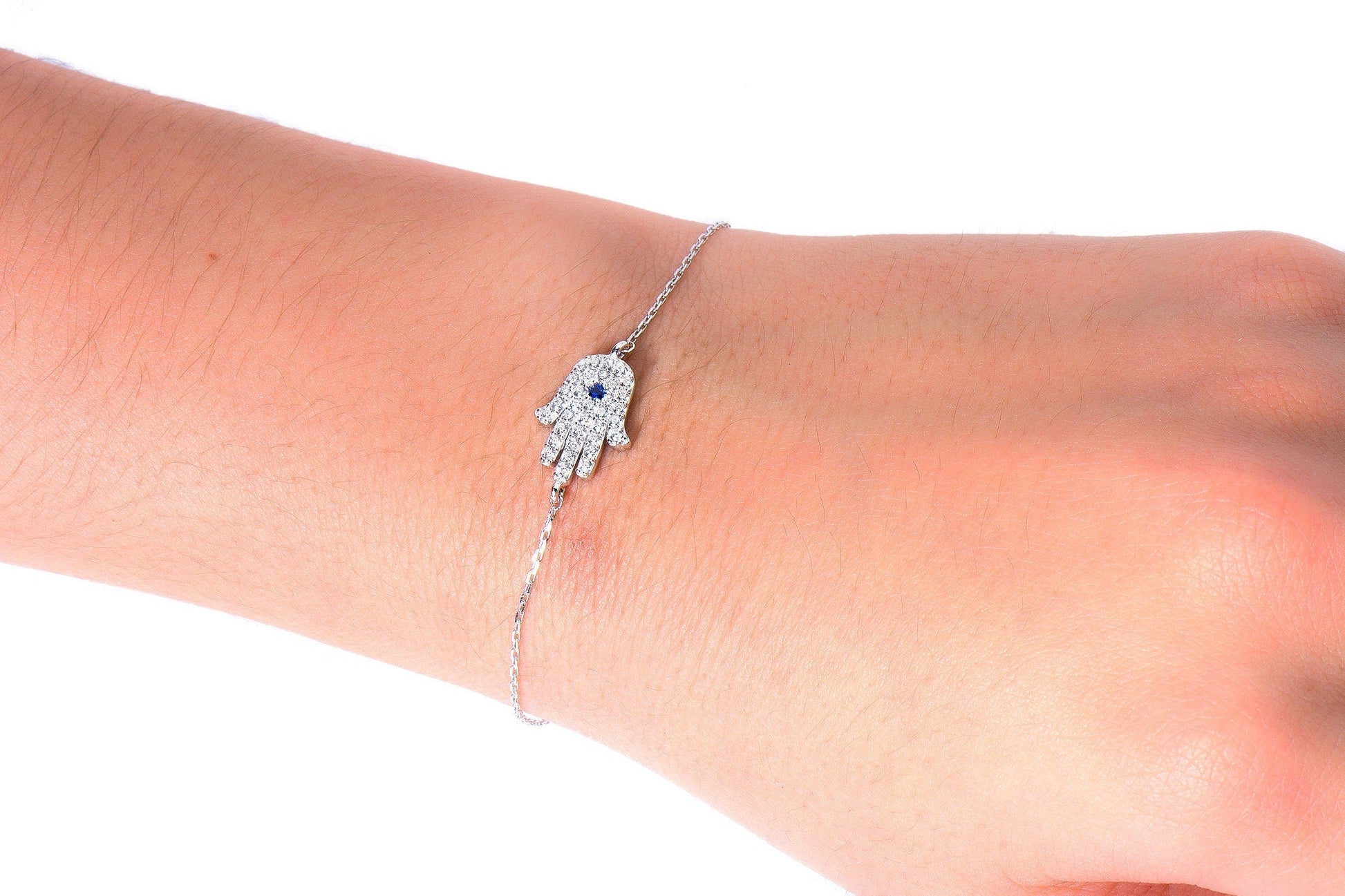 Sterling Silver Hamsa Charm Bracelet