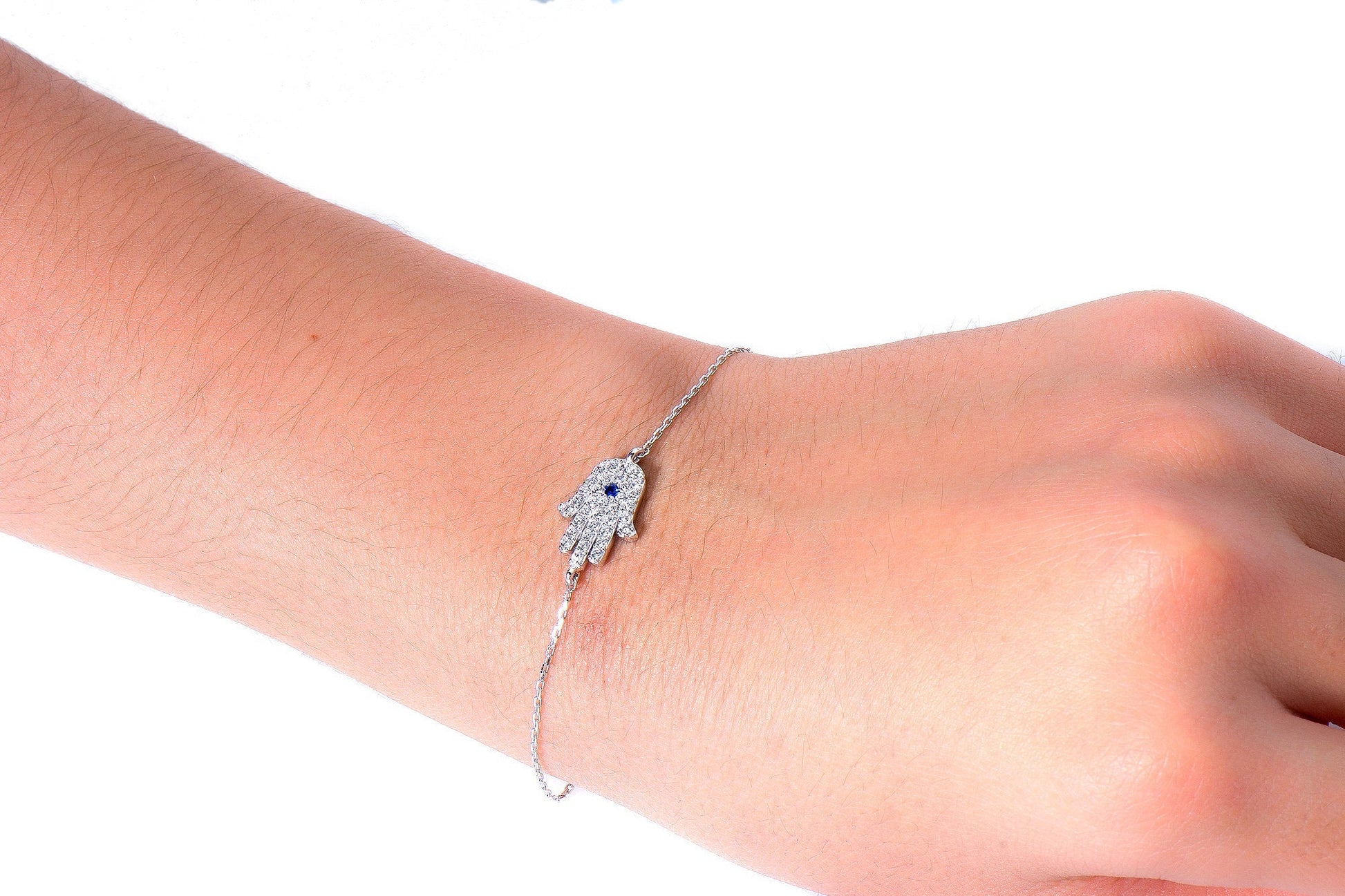 Sterling Silver Hamsa Charm Bracelet