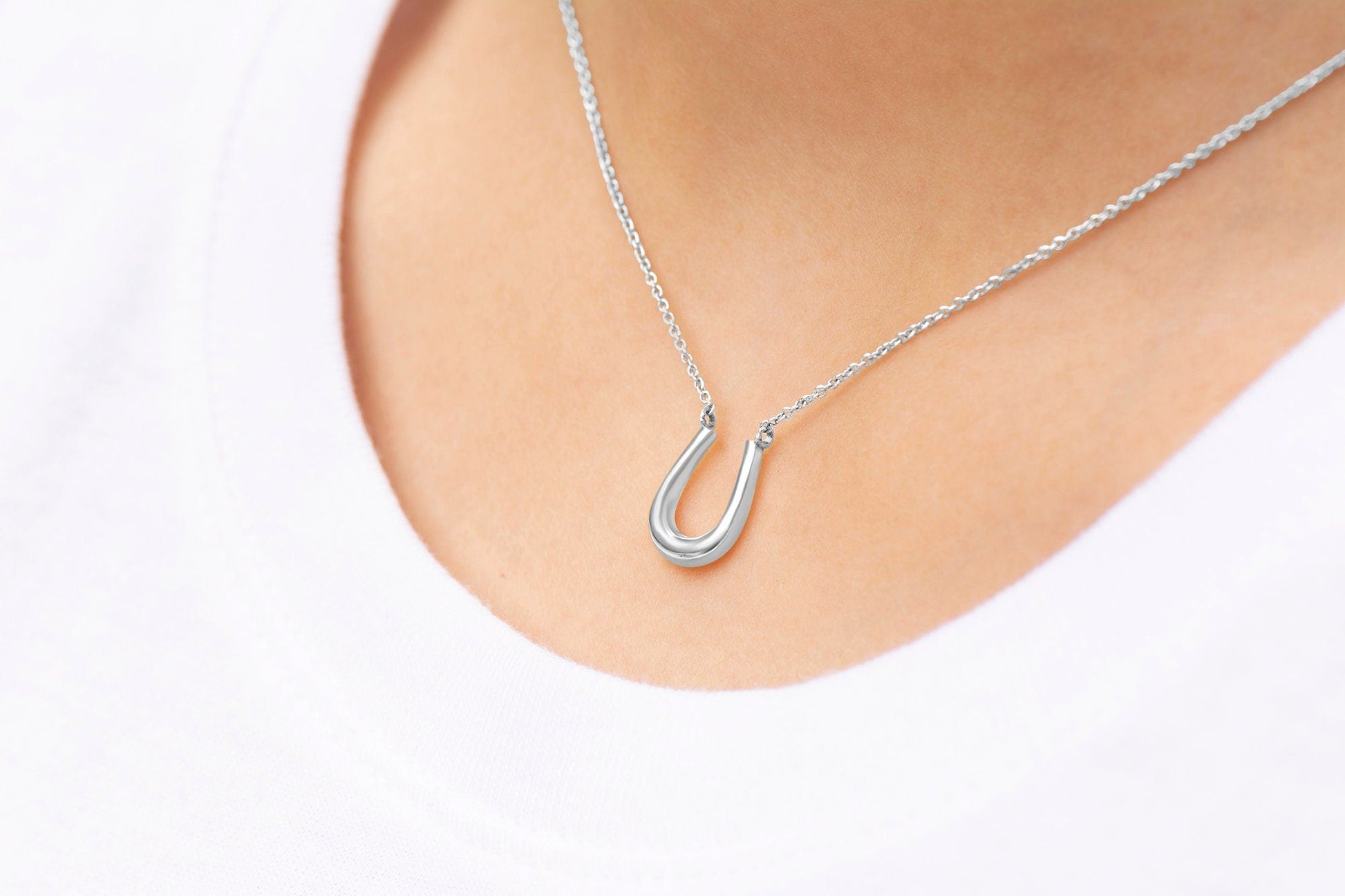Sterling Silver Lucky Horseshoe Layering Necklace