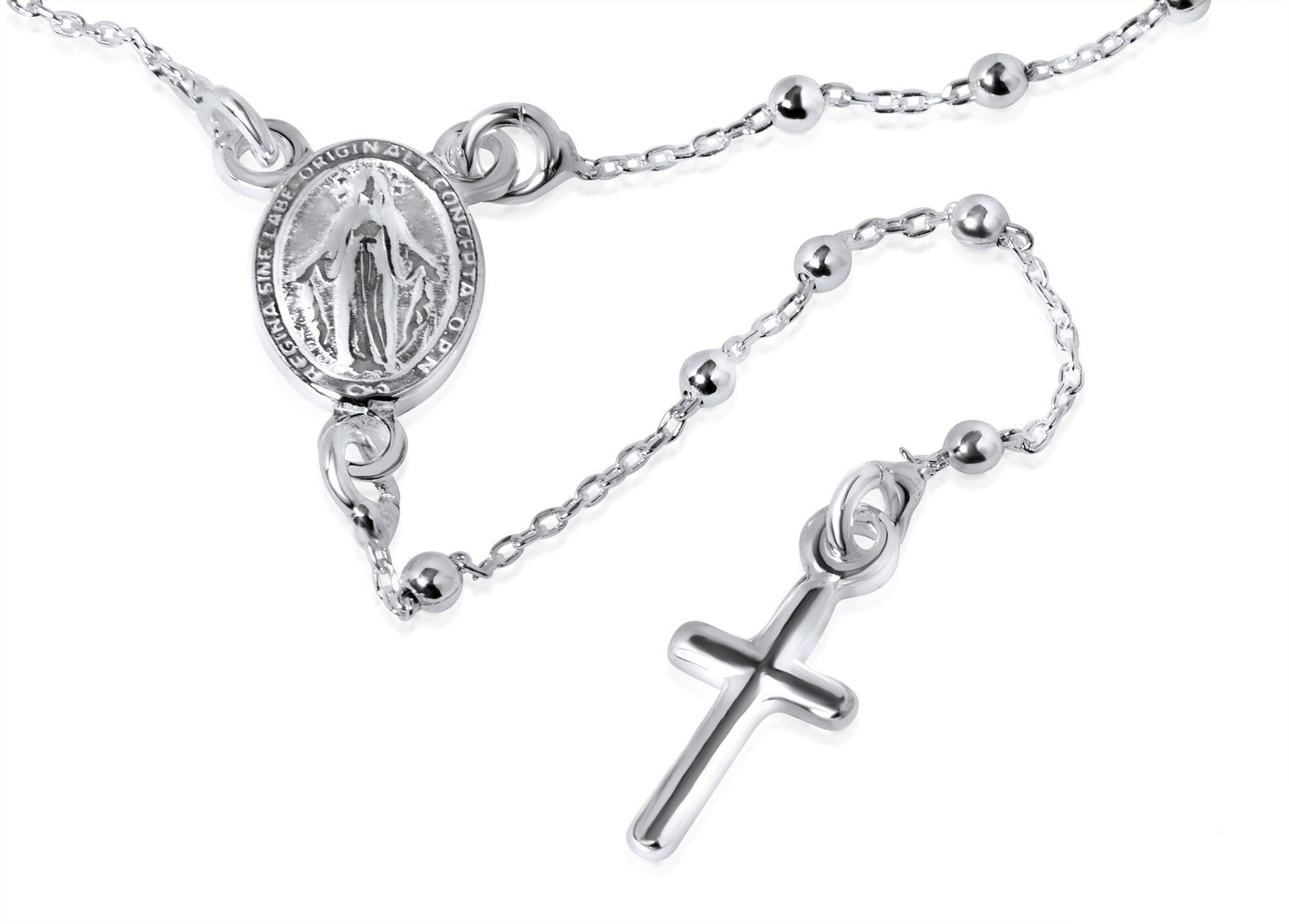 Sterling Silver Rosary Necklace