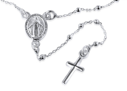 Sterling Silver Rosary Necklace