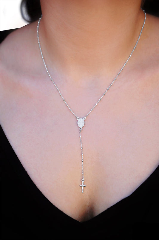 Sterling Silver Rosary Necklace