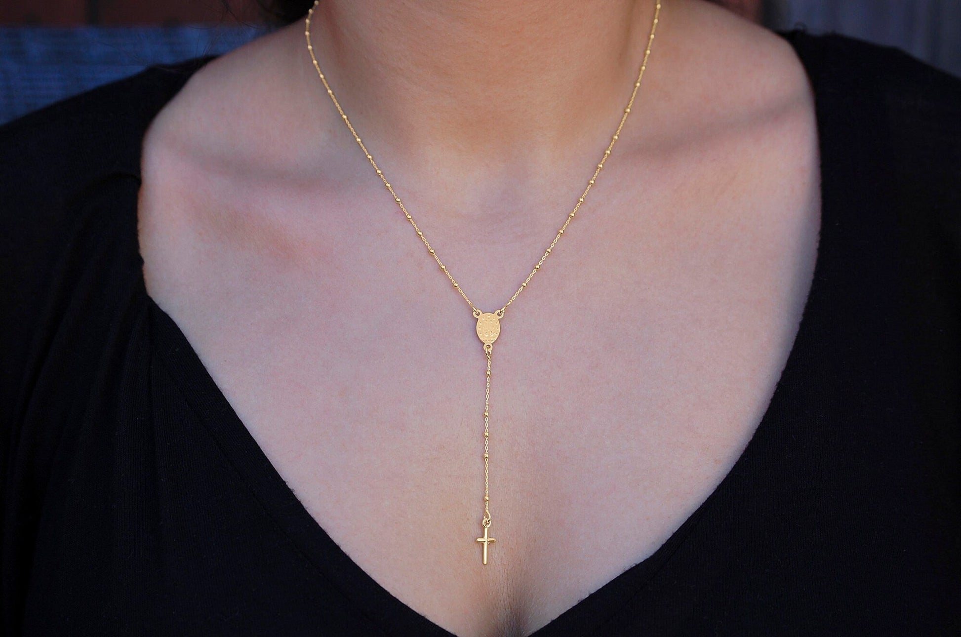 Sterling Silver Rosary Necklace