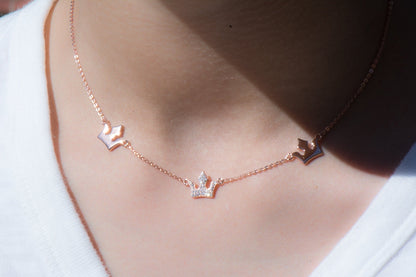 Three Crown Rose Gold Necklace