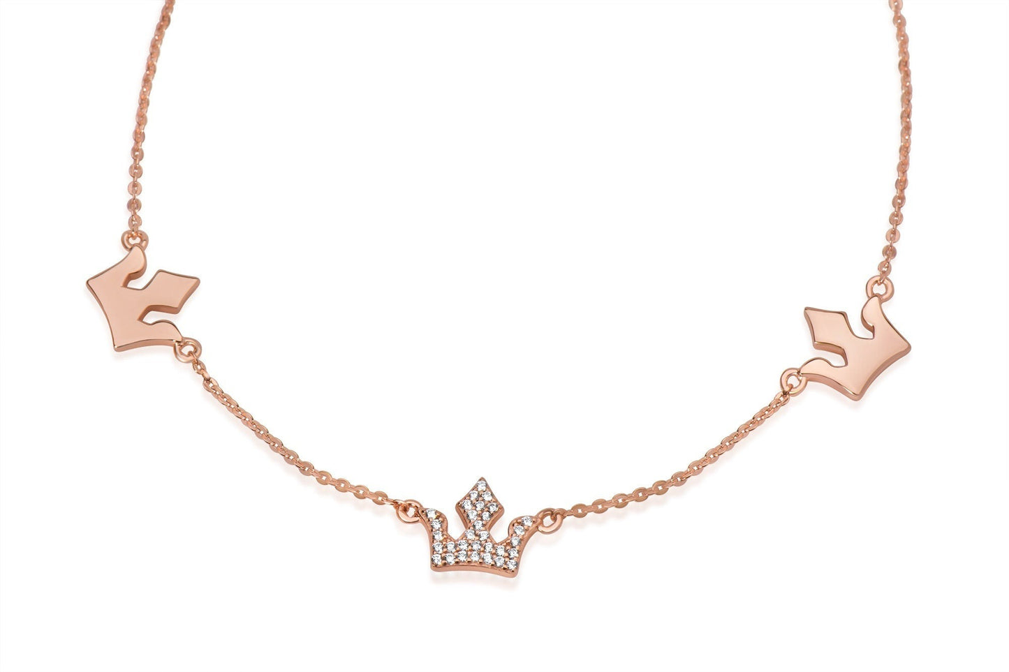 Three Crown Rose Gold Necklace