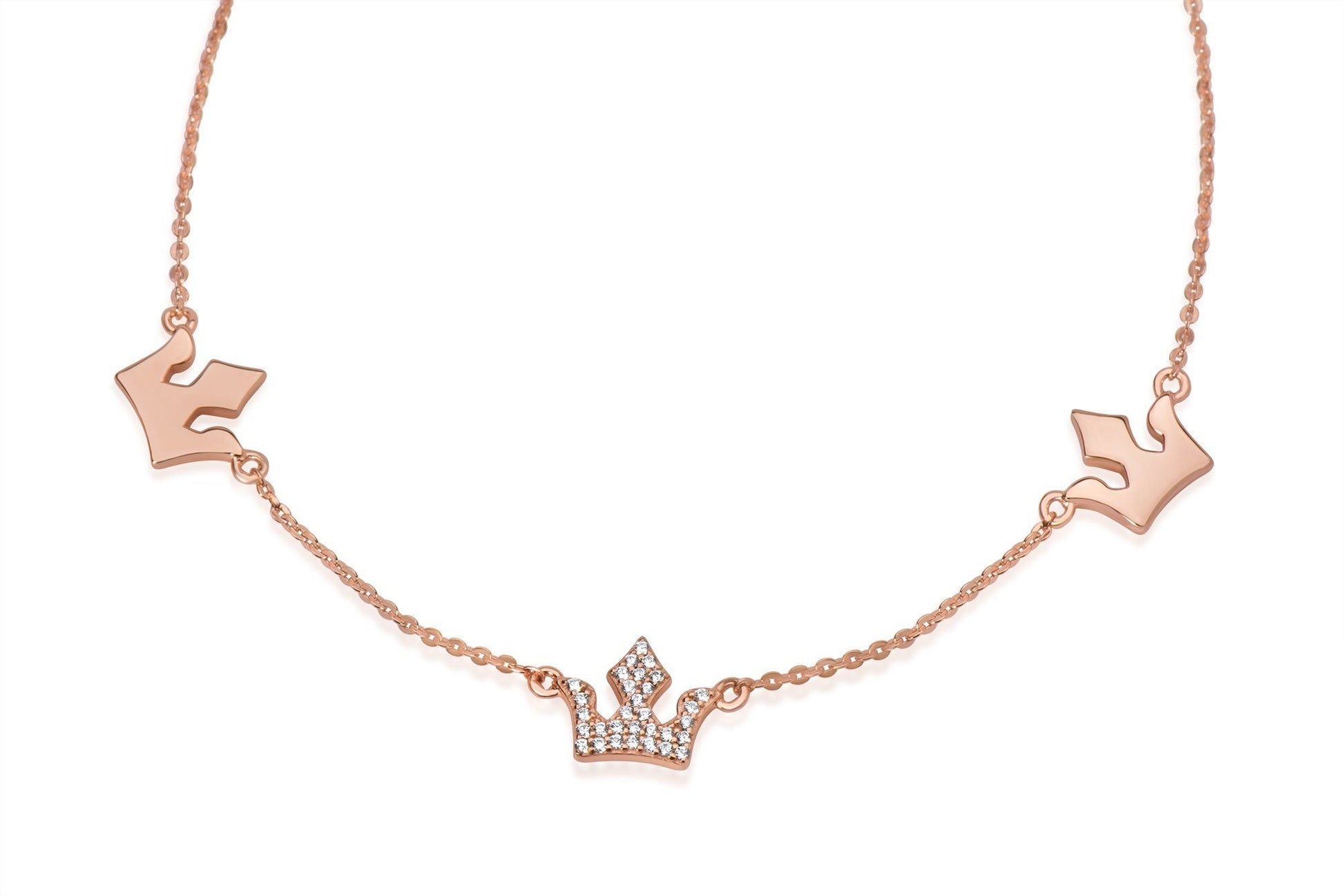 Three Crown Rose Gold Necklace