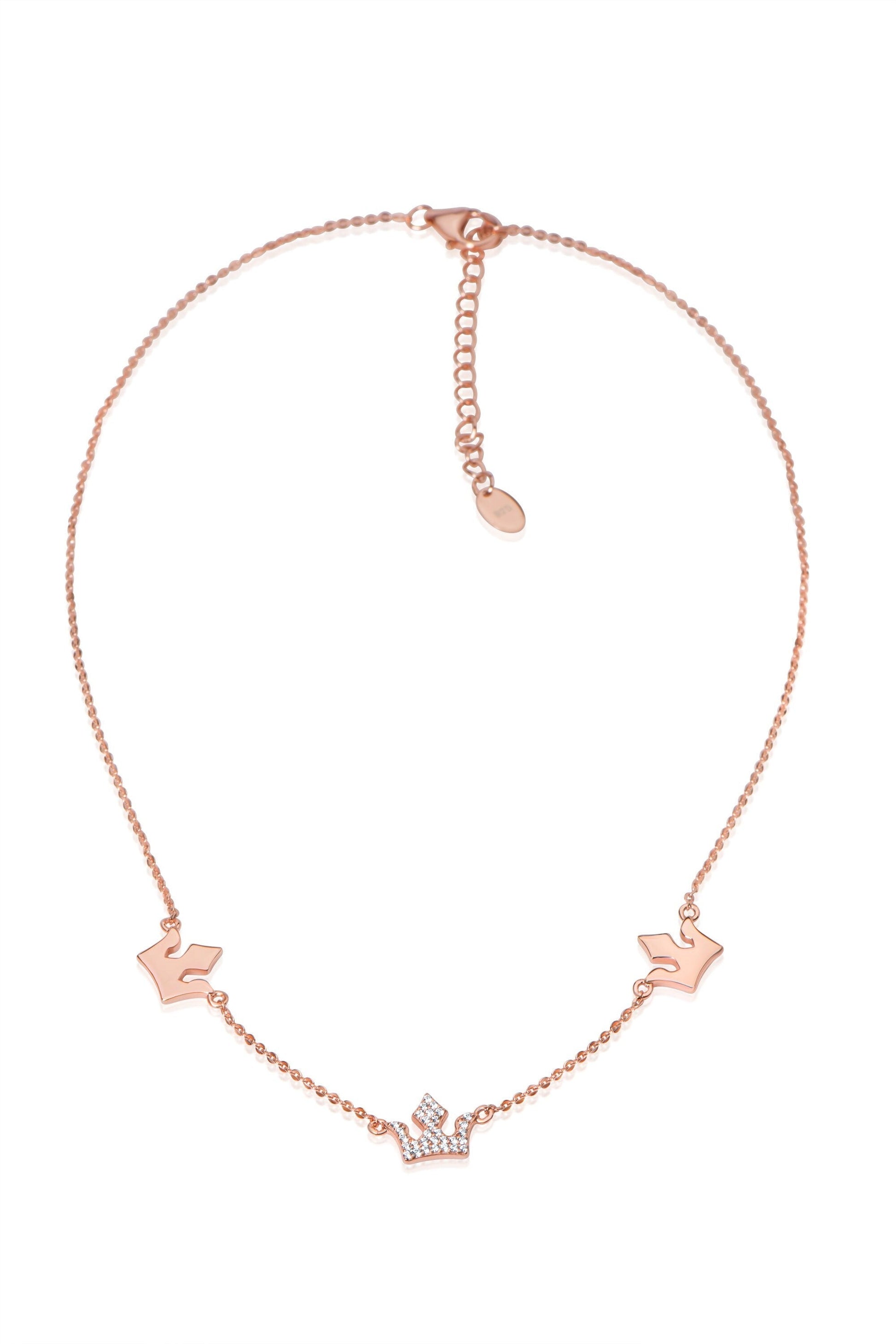 Three Crown Rose Gold Necklace