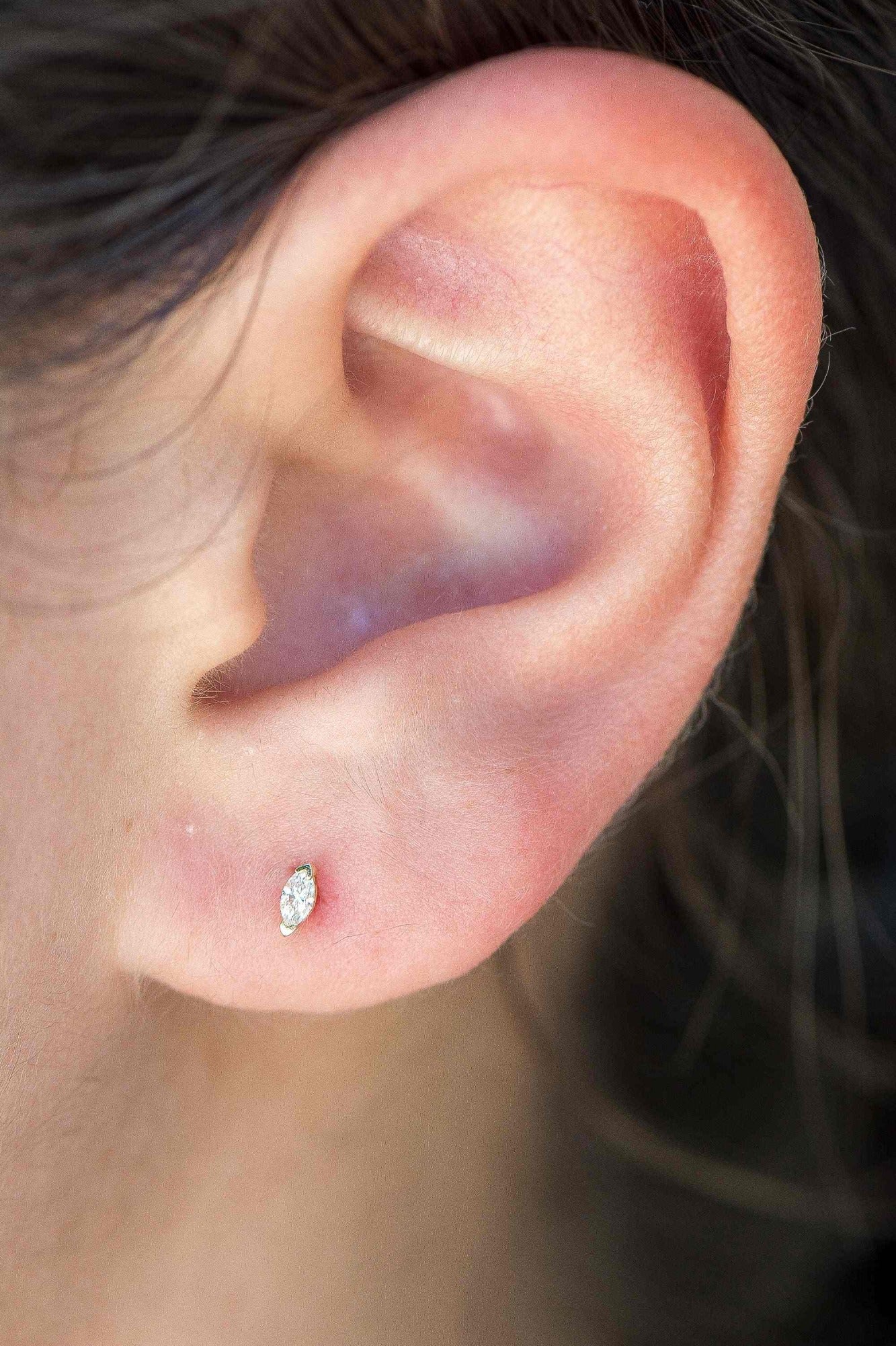 Tiny Marquise Diamond Stud Earrings